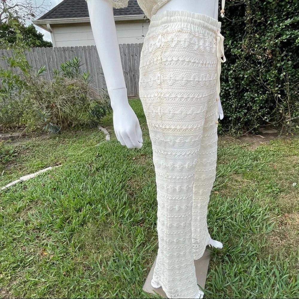 NWT Le Lis Crochet Wide Leg Beach Pool Cover Up Set